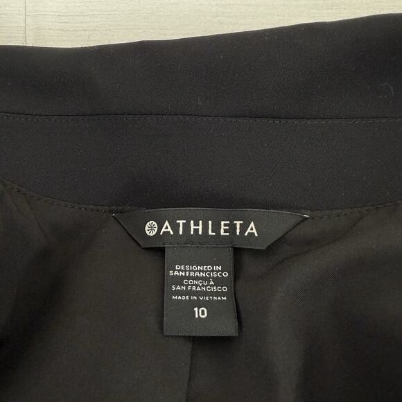 Athleta Blazer Jacket Size 10 Black Endless Primatwill Stretch Open Front Preppy - Picture 12 of 16